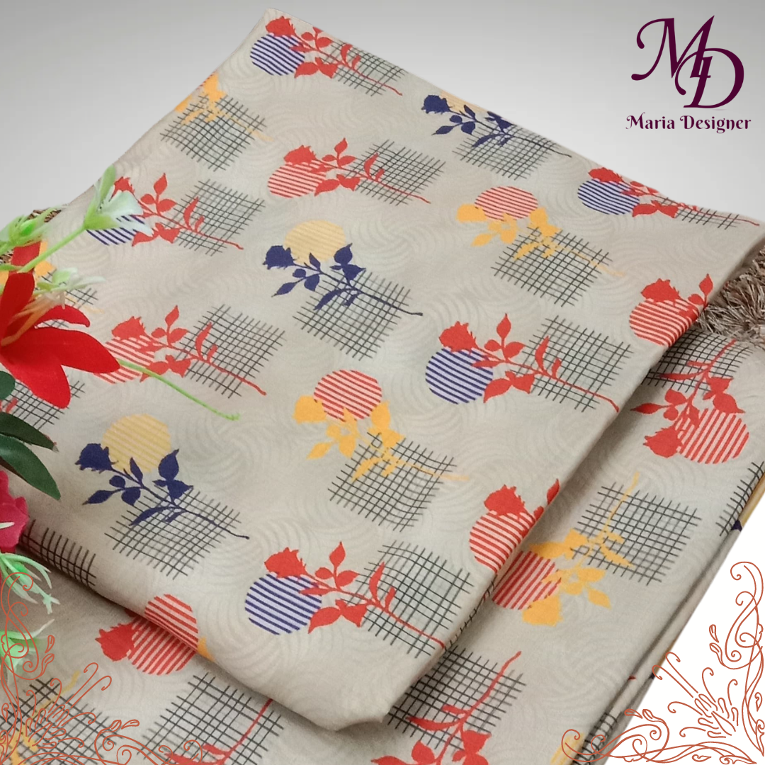 2 Pcs Printed Polly Lawn (Silvery Aura)