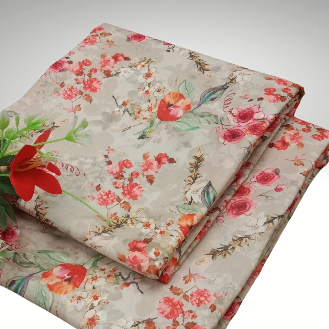 2 Pcs Printed Polly Lawn