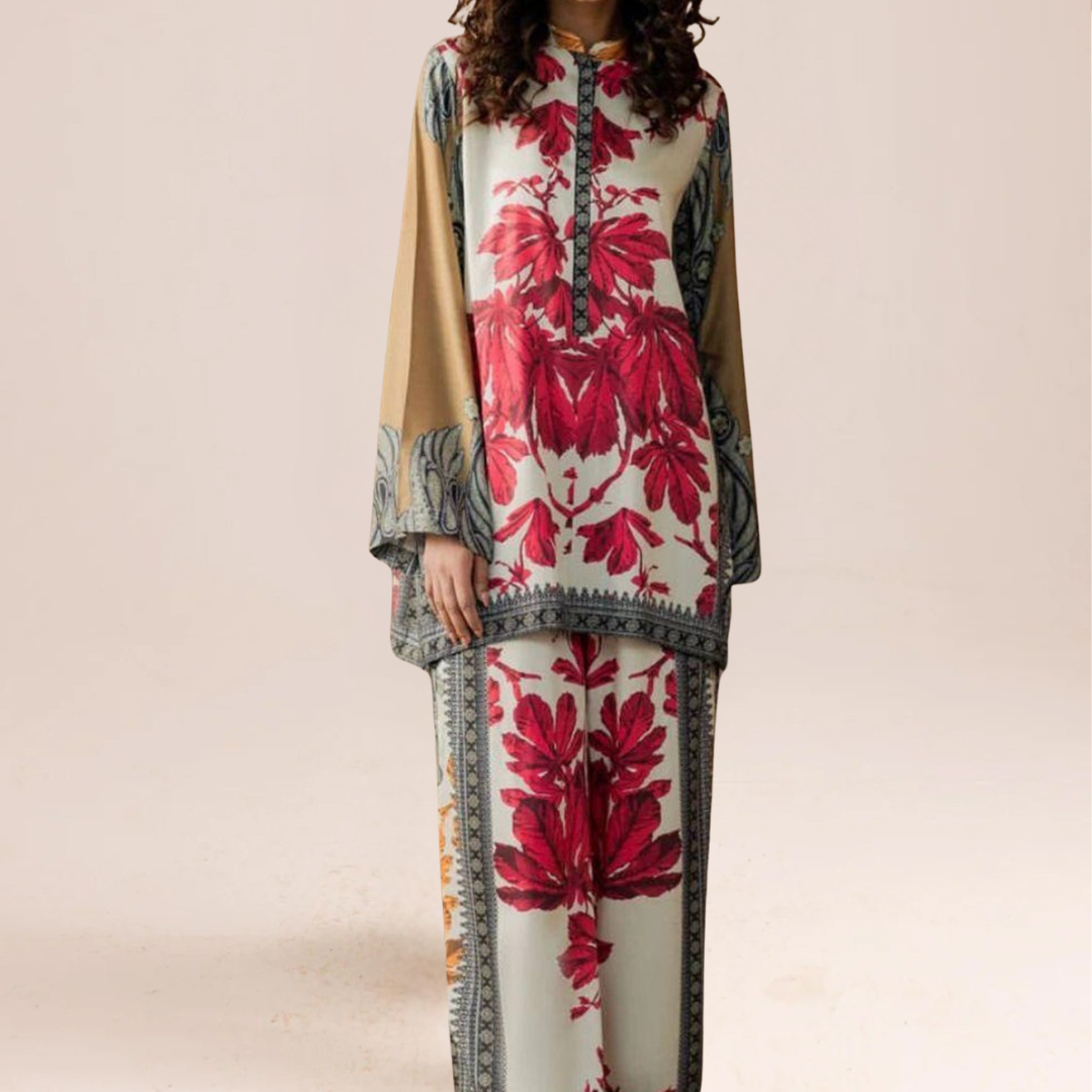 3-Piece Unstitched Digital Printed Suit (Floral Symphony)