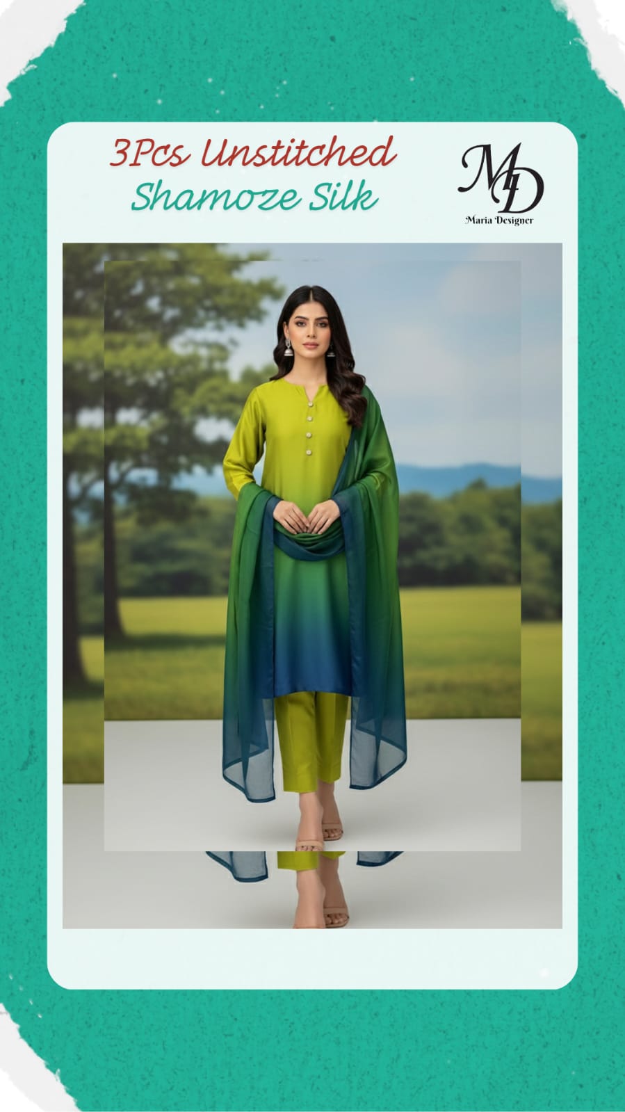 3-Piece Unstitched Shamoze Silk Suit