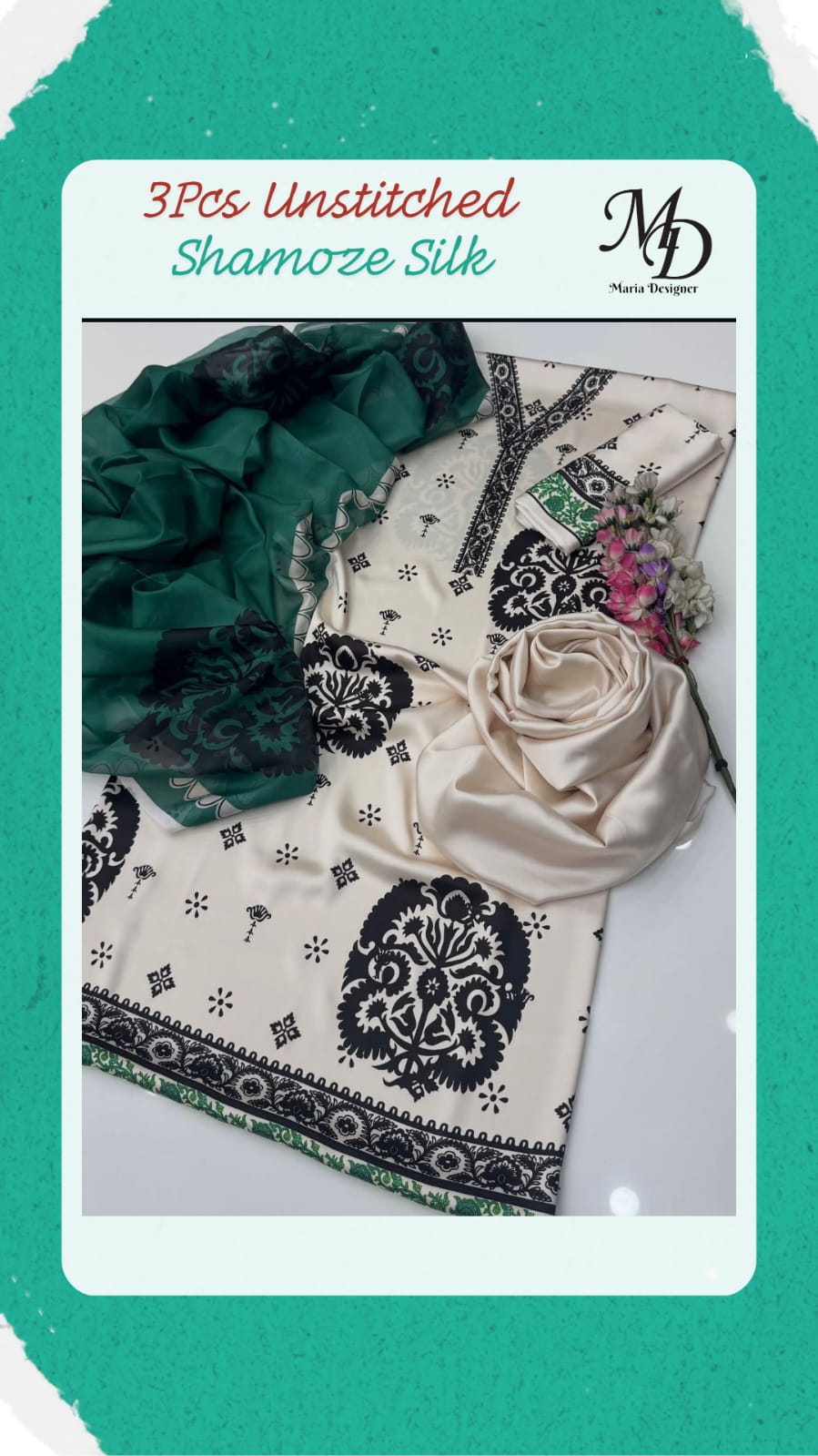 3-Piece Unstitched Shamoze Silk Suit