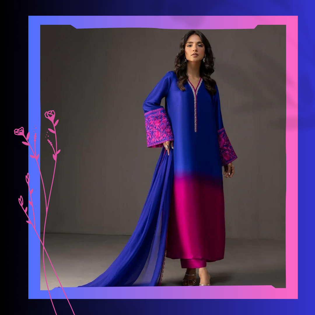 3-Piece Unstitched Shamoze Silk Suit