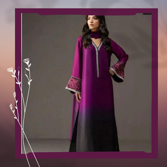 3-Piece Unstitched Shamoze Silk Suit