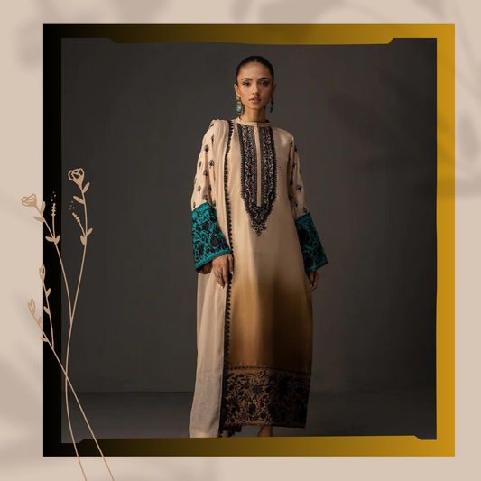 3-Piece Unstitched Shamoze Silk Suit