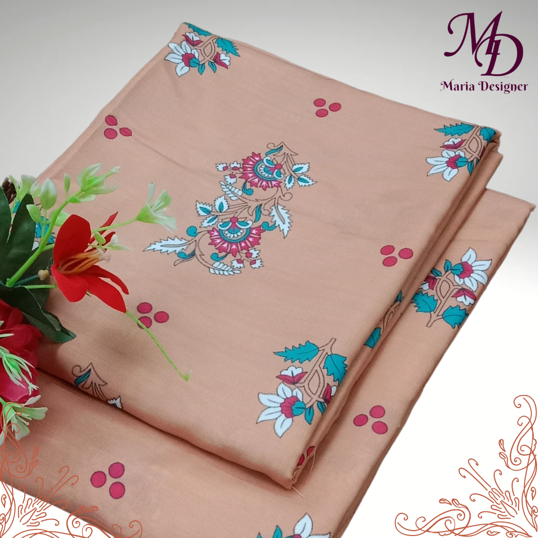 2 Pcs Printed Polly Lawn (Rose Dust)