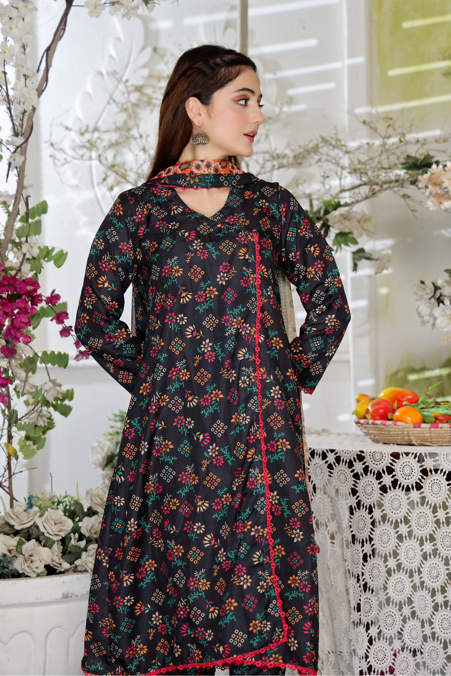Unstitched Swiss Lawn Dress (Black)
