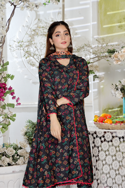 Unstitched Swiss Lawn Dress (Black)