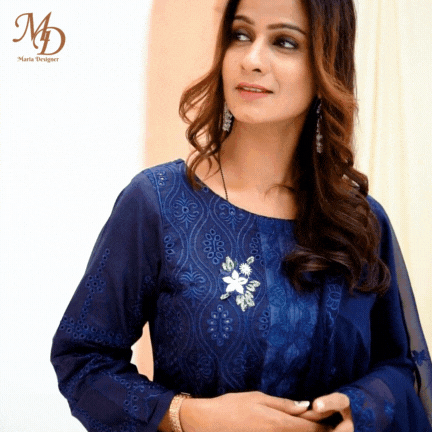 Unstitched Embroidered Dress (Blue)