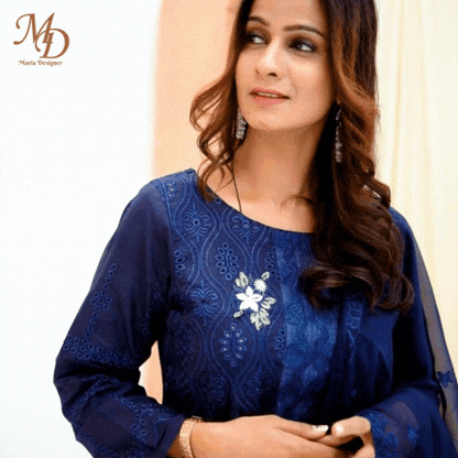 Unstitched Embroidered Dress (Blue)