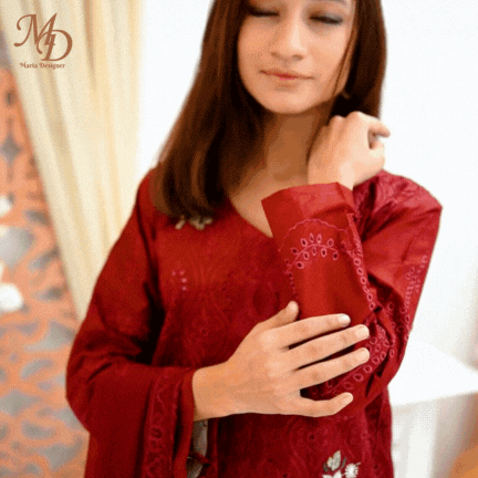 Unstitched Embroidered Dress (Red)