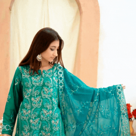 Unstitched Embroidered Dress (Green)