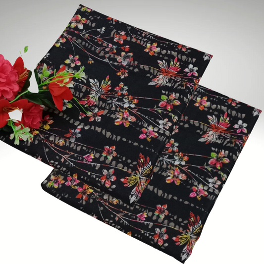 2 Pcs Printed Polly Lawn (Black)