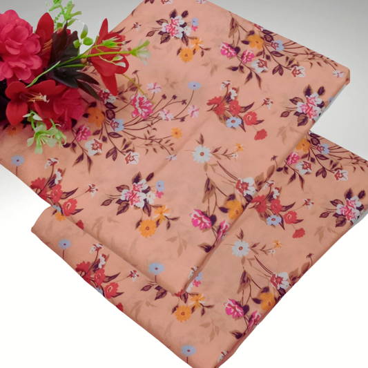 2 Pcs Printed Polly Lawn (Peach)