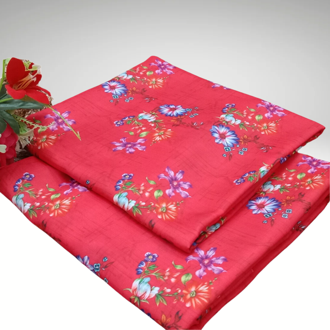 2 Pcs Printed Polly Lawn (Pink)