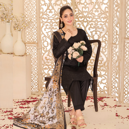 Black Chikan Kari Dress