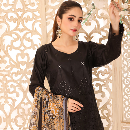 Black Chikan Kari Dress