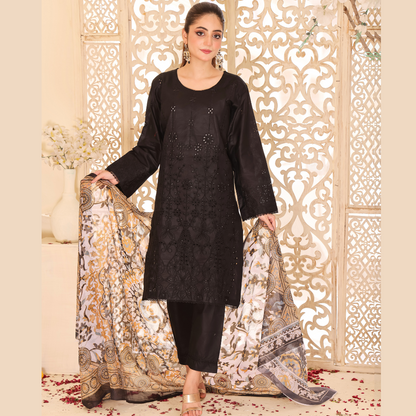 Black Chikan Kari Dress