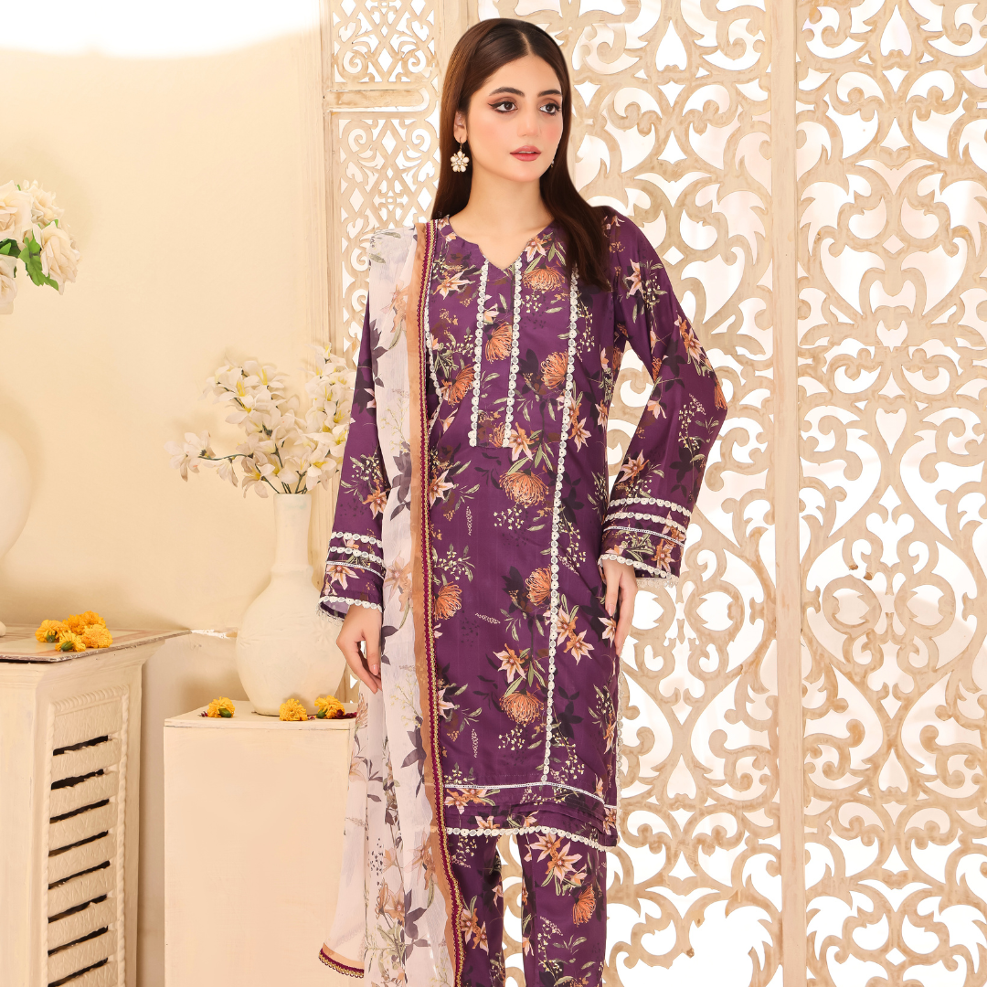 Unstitched Swiss Lawn Dress