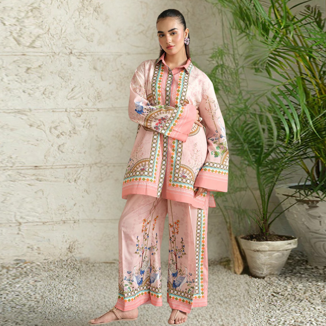 3-Piece Unstitched Digital Printed Suit (Sweet Pink)