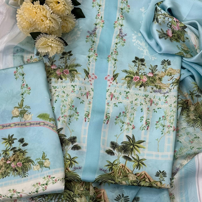 3-Piece Unstitched Digital Printed Suit (Morning Glory)